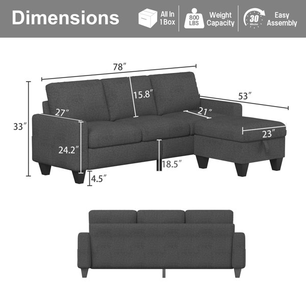Ebern Designs Sarahkate 3 Piece Upholstered Sectional & Reviews Wayfair